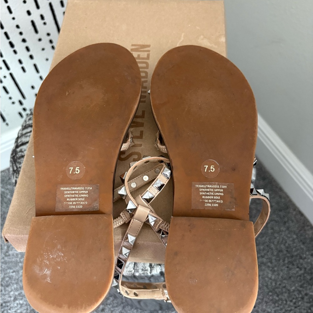 Steve Madden Brown Studded Sandals - Picture 2 of 7